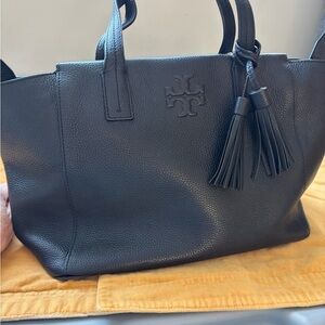 Tory Burch Black Pebbled Leather Tote